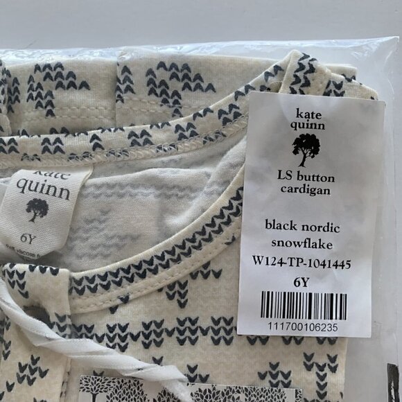 Kate Quinn Organics Black Nordic Snowflake Cardigan 6 Years - Picture 5 of 5